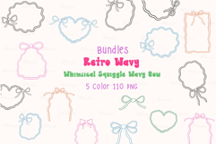 Retro Wavy Bows Outline Frame Whimsical Squiggle Bundles Product Image 1