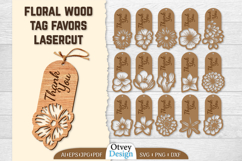 Floral Wood Tag Favors Lasercut BUNDLES Product Image 1