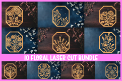 10 Elegant Floral Frames SVG Design for Laser Cutting Product Image 1
