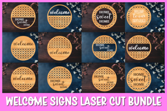 12 Round Rattan Welcome Sign Laser Cut Bundle, Boho Sign Product Image 1