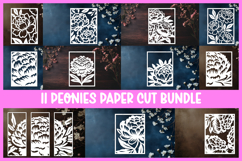 11 Peony Flowers Paper Cut Cards Template Product Image 1