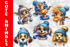 Cute Winter Animals Clipart Bundle, Funny Animals Prints Product Image 2