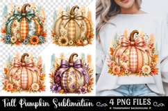 Coquette Patchwork Fall Pumpkin PNG, Autumn Pumpkin PNG Product Image 1