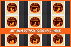 Autumn Cat and Dogs shadow box, Pet Shadow Box SVG, 3D Paper Product Image 1