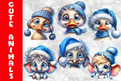 Cute Winter Animals Clipart Bundle, Funny Animals Prints Product Image 11