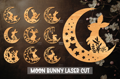 9 Moon Bunny Laser Cut Design I Bunny Paper cut Product Image 1