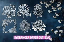6 Elegant Hydrangea Paper Cut SVG Design Product Image 1
