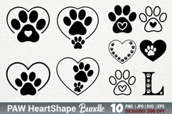 Paw Heart Shapes SVG PNG Product Image 1