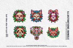 Day Of The Dead Animal Horror With Roses Illustrations Product Image 3