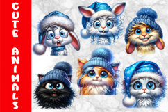 Cute Winter Animals Clipart Bundle, Funny Animals Prints Product Image 3