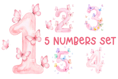 Pink Baby Numbers PNG for Birthday, Nursery and Girl Design Product Image 1