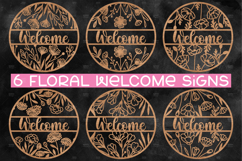 6 Floral Door Hanger SVG, Spring Welcome Sign SVG Product Image 1