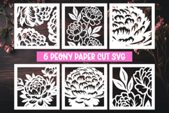 6 Peony Flower Paper Cut SVG Design Product Image 1
