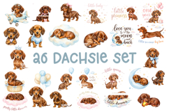 26 Cute Sausage Dog PNG Set for Baby Design, Nursery, Prints Product Image 1