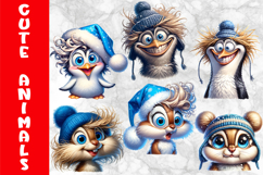 Cute Winter Animals Clipart Bundle, Funny Animals Prints Product Image 4