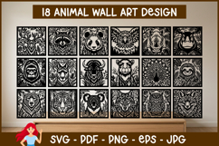 18 Animals Wall Art SVG, Woodland Animals Papercut Design Product Image 1