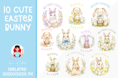 10 Easter Bunny PNG, Happy Easter Sublimation Design Product Image 1