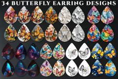 Butterfly earring sublimation bundle / 3d butterfly wrap PNG Product Image 1