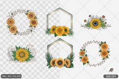 Watercolor Sunflower Frame Bundle Product Image 1