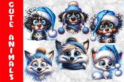 Cute Winter Animals Clipart Bundle, Funny Animals Prints Product Image 5