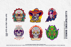 Mystical Mexican Skulls With Flowers and Alien Art Set Product Image 4