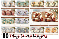 80 Giraffe Mug Wrap PNG Bundle | 11oz 15oz Sublimation Product Image 1