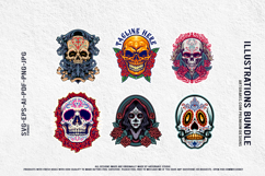 Dark Mexican Festival Skulls and Catrina Artwork Product Image 4