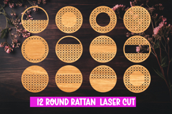 12 Boho Rattan Round Signs Laser Cut SVG, Home Decor Bundle Product Image 1