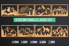 8 Mountains Wall Art SVG - Nature Landscape Cut File Product Image 1