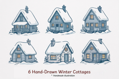 Winter Cottage Hand Drawn SVG PNG Bundle Product Image 1