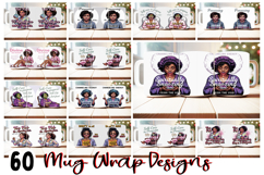 60 Pixel Afro Mug Wraps Sassy Self-Care PNGs for 11oz 15oz Product Image 1