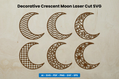 Decorative Crescent Moon Laser Cut SVG Product Image 1