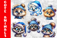 Cute Winter Animals Clipart Bundle, Funny Animals Prints Product Image 7