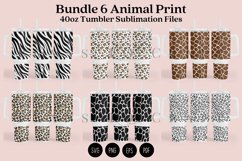 Bundle 6 Animal Print 40oz Tumbler Sublimation Wrap SVG Product Image 1