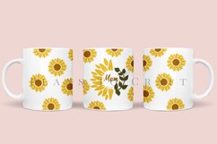 bundle 6 mothers day sunflower coffee mug sublimation wrap glass mug wrap svg presized for 11oz and 15oz glass ready to cut and sublimation files