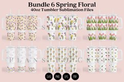 Bundle 6 Spring Floral 40oz Tumbler Sublimation Wrap SVG Product Image 1