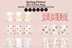 bundle 6 spring flower coffee mug sublimation wrap glass mug wrap svg presized for 11oz and 15oz glass ready to cut and sublimation files