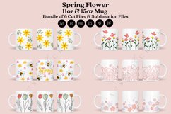 bundle 6 spring flower floral coffee mug sublimation wrap glass mug wrap svg presized for 11oz and 15oz glass ready to cut and sublimation files