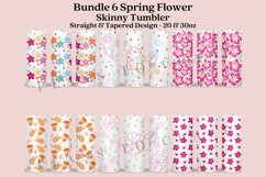 bundle 6 spring flower floral skinny tumbler sublimation design for 20oz and 30oz skinny tumbler sublimation wrap