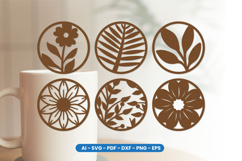 Botanical Floral Round Coaster Laser Cut SVG Product Image 1