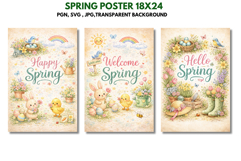 Spring Poster Set 3 Designs 18x24 JPG PNG SVG Product Image 1
