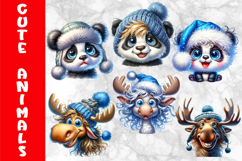 Cute Winter Animals Clipart Bundle, Funny Animals Prints Product Image 8