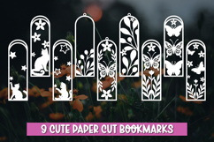 9 Laser Cut Bookmark SVG Bundle Cat, Butterfly and Florals Product Image 1