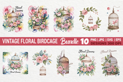 Vintage Floral Birdcage Clipart Bundle Product Image 1