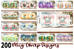 200 Cute Mug Wrap PNG Bundle | 11oz 15oz Sublimation, Dino Product Image 1