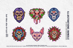 Mexican Gothic Animals With Roses Horror Vector Designs Product Image 3