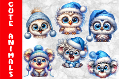 Cute Winter Animals Clipart Bundle, Funny Animals Prints Product Image 9