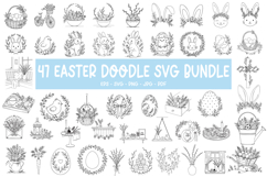 47 Easter Doodle Bundle Line Art Cut File Product Image 1