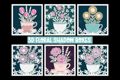 6 Layered Floral Teacup 3D Floral Shadow Box SVG Product Image 1