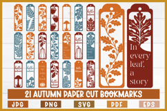 21 Autumn Paper Cut Bookmarks SVG Product Image 1